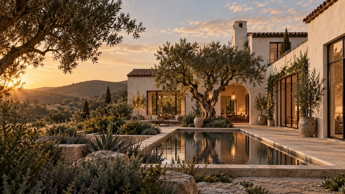 Sunlit residence with natural materials and garden views